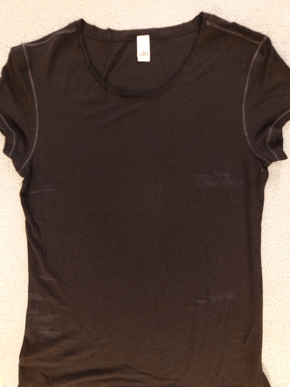 ALO Yoga Black Short Sleeve Crew Tee,  L
